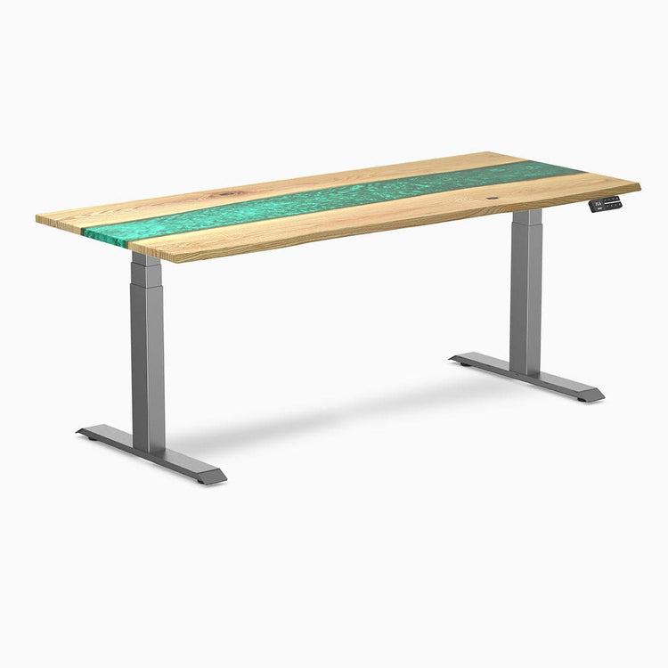 Desky Dual Resin Hardwood Sit Stand Desk