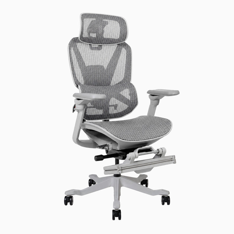 Desky Contourra ergonomischer Bürostuhl in Weiß mit Fußstütze