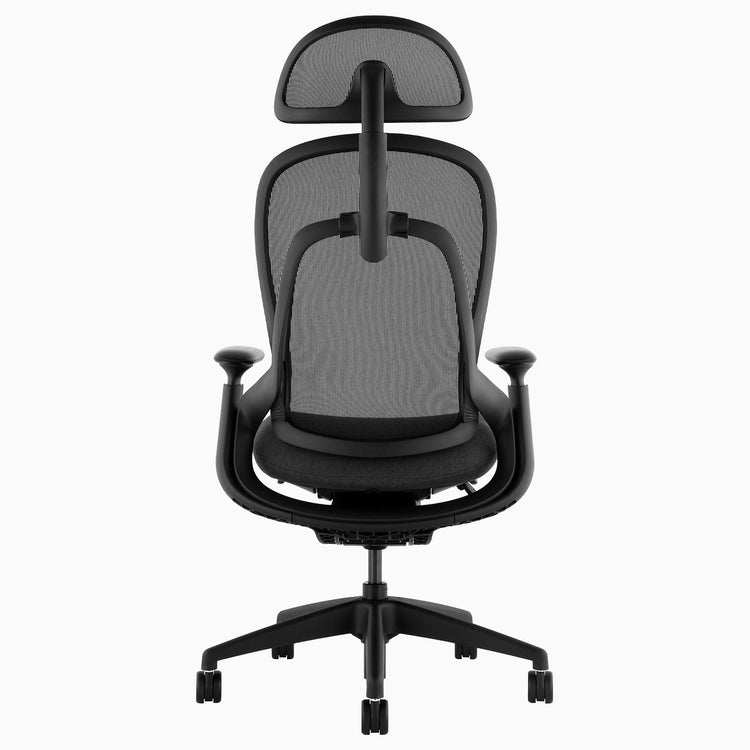 Desky Pivot Ergonomic Office Task Chair in Black with headrest, back