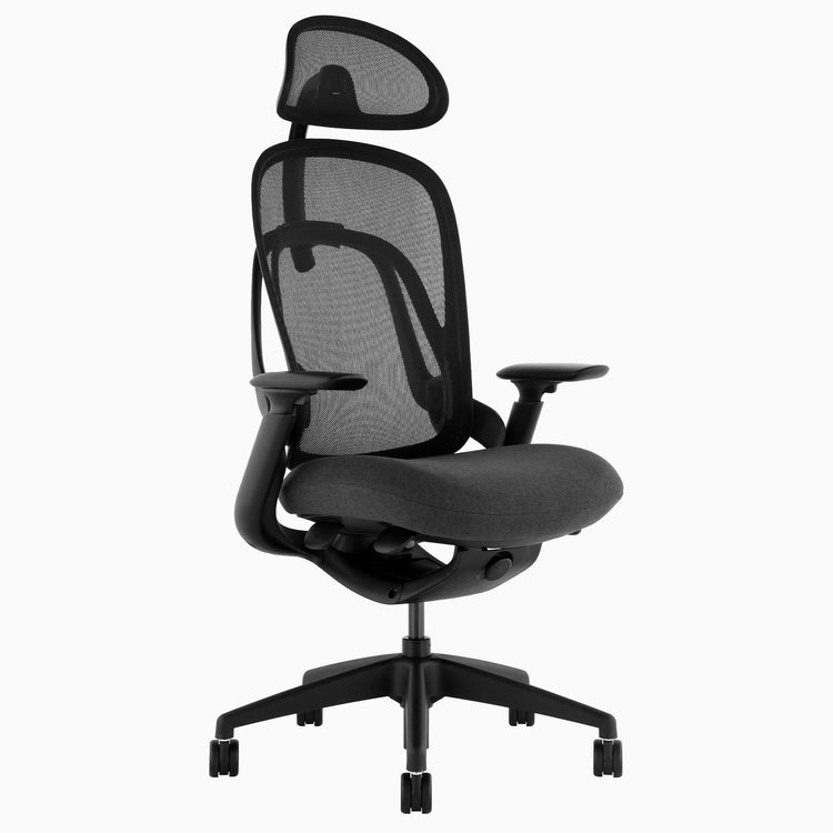 Desky Pivot Ergonomic Office Task Chair in Black with headrest