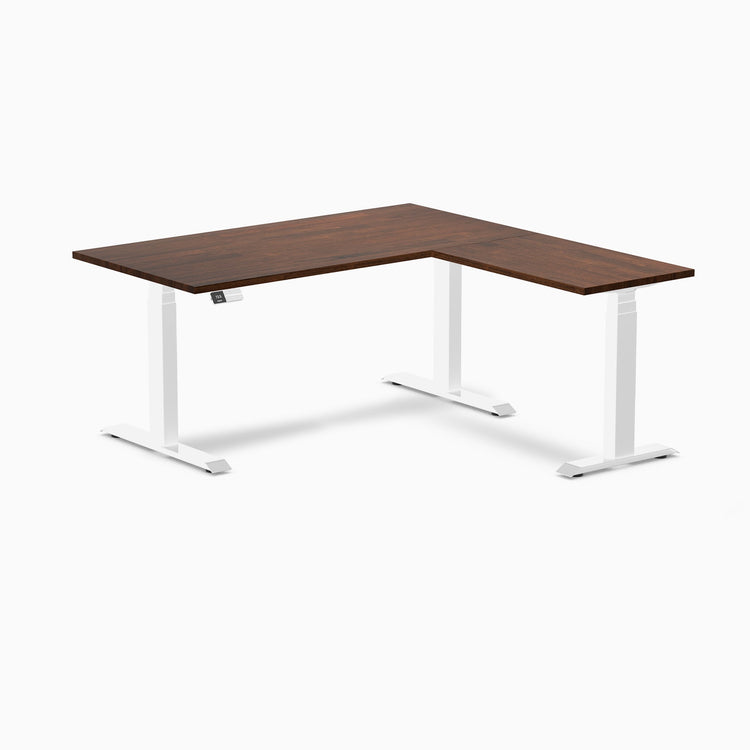Desky Rubberwood L-Shape Sit Stand Desk