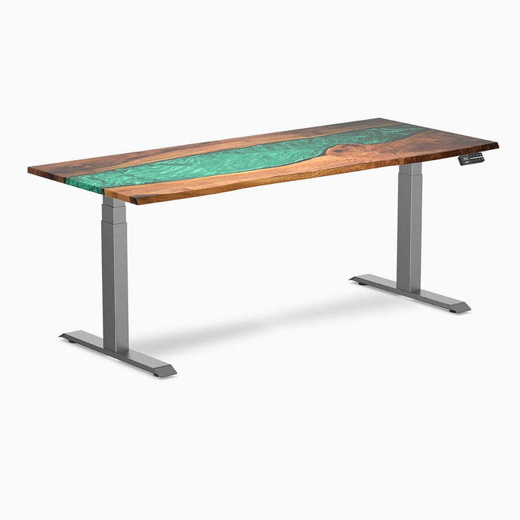 Desky Dual Resin Hardwood Sit Stand Desk