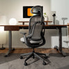 Desky Pivot Ergonomic Office Task Chair, Black with headrest at a standing desk