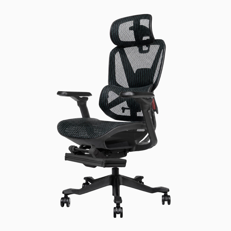 Desky Contourra ergonomischer Bürostuhl mit Fußstütze in Schwarz