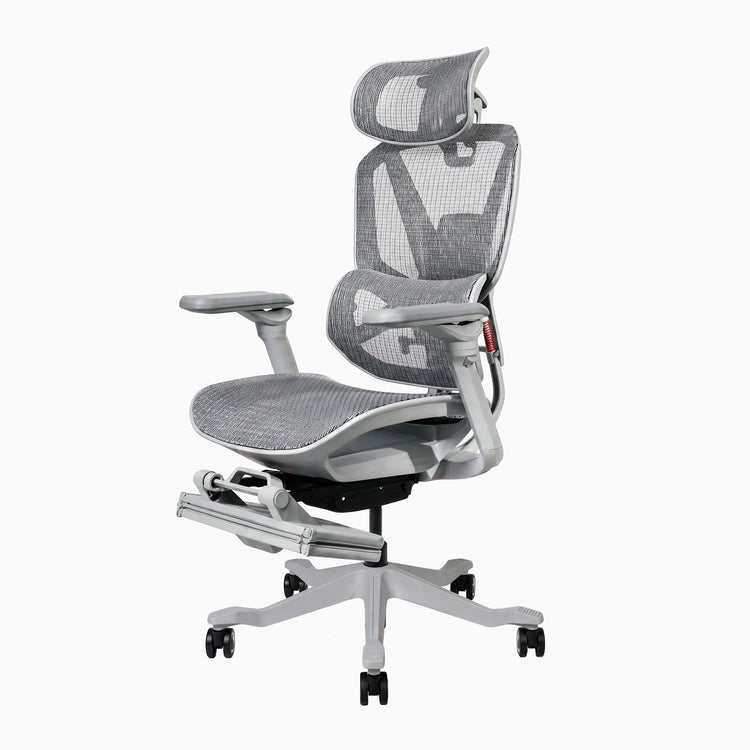 Desky Contourra ergonomischer Bürostuhl in Weiß mit Fußstütze