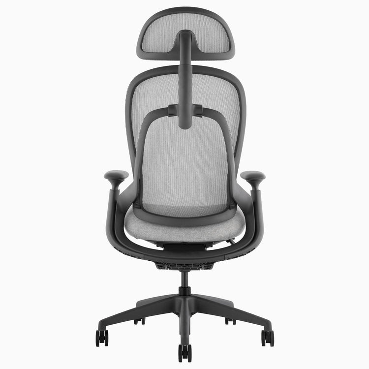 Desky Pivot Ergonomic Office Task Chair in Grey with headrest, back