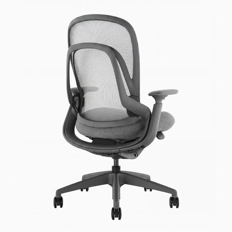 Desky Pivot Ergonomic Office Task Chair in Grey without headrest, back