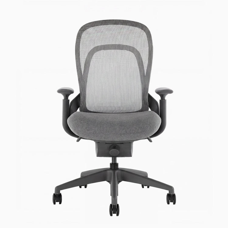 Desky Pivot Ergonomic Office Task Chair in Grey without headrest, front