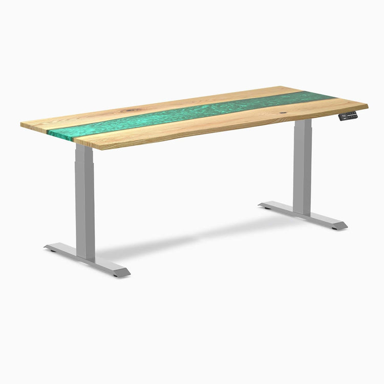Desky Dual Resin Hardwood Sit Stand Desk